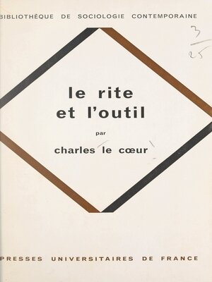 cover image of Le rite et l'outil